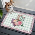 thumbnail image 3 of Area Rug 2 x 3 Ft, Easter Bunny Roses Indoor Accent Bathroom Rugs for Kitchen/Laundry Room, Pink Floral Spring Green Buffalo Plaid Washable Non-Slip Runner Floor Mat for Entryway, Living Room, 3 of 8