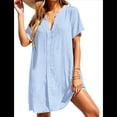 thumbnail image 1 of Camiseta de Baño para Mujer con Cuello en V y Corta para Playa de Verano. Azul XL, 1 of 6