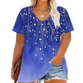 thumbnail image 1 of Puntoco Liquidación de blusas cortas para mujer, camiseta básica de verano de color sólido con cuello en V y manga corta con estampado de talla grande para mujer, 1 of 5