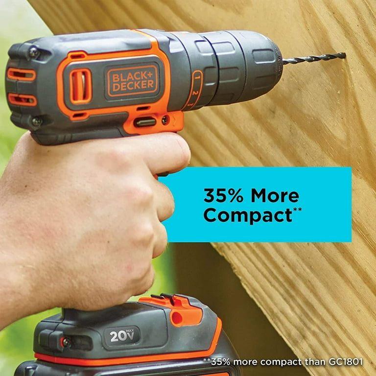 BLACK+DECKER 20-Volt MAX* 1.5 Ah Cordless Lithium-Ion 3/8-Inch Drill-Driver Kit, BDCDD120C BLACK+DECKER 20-Volt MAX* 1.5 Ah Cordless Lithium-Ion 3/8-Inch Drill-Driver Kit, BDCDD120C