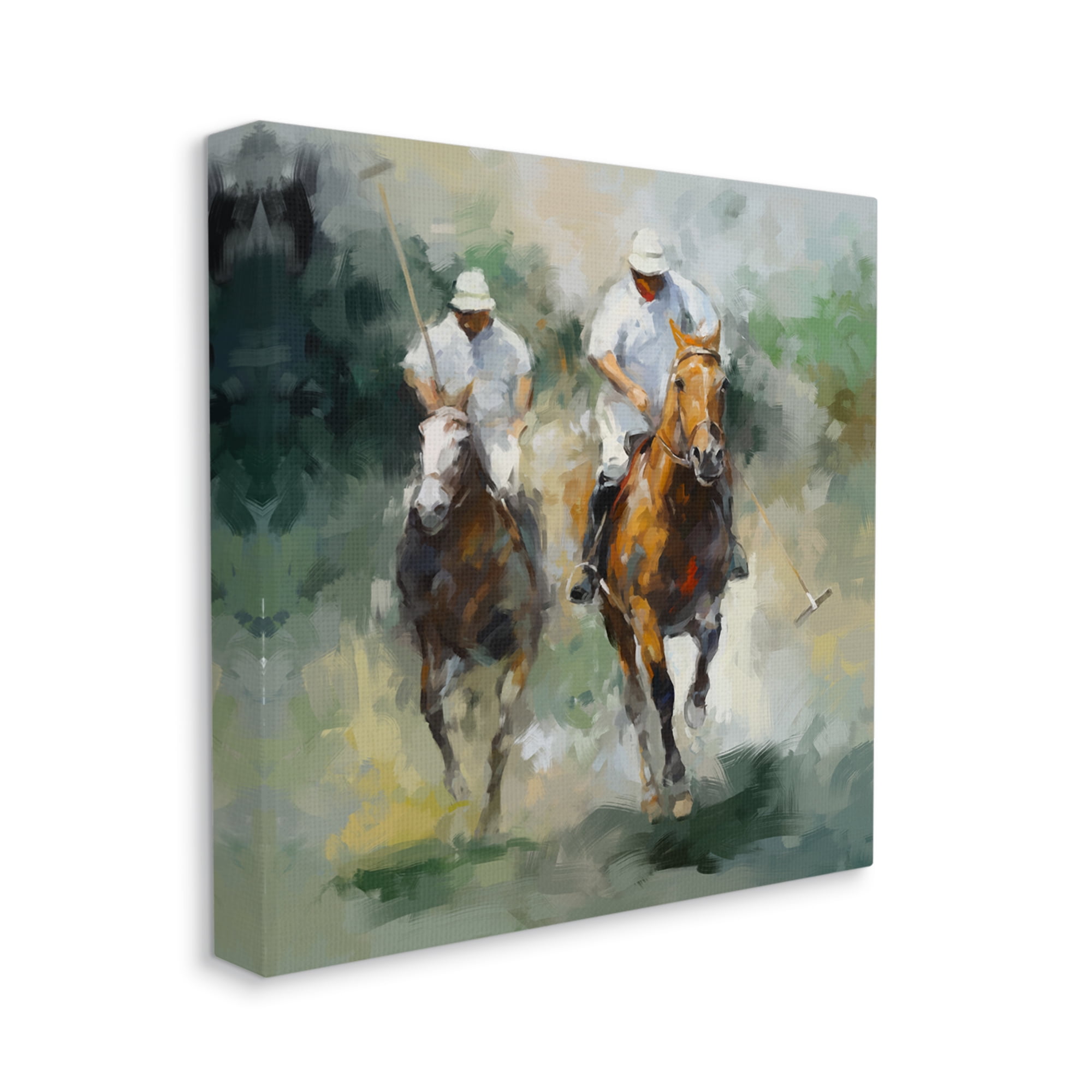 Stupell Industries Two Polo Players Abstract Sports Painting Gallery Wrapped Canvas Print Wall Art, 36 x 36