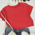 thumbnail image 4 of Cropped T Shirts for Women 2025 Summer Short Sleeve Crewneck Casual Plain Gym Tshirt Womens T Shirts, 4 of 5