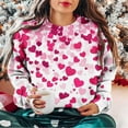 thumbnail image 4 of successthop Valentine Sweatshirts for Women Pink Heart Fleece Oversized Crewneck No Hood Jumper Long Sleeve Tops XL, 4 of 5