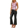 thumbnail image 2 of INSPIRE CHIC Women's Sleeveless Stand Collar Shiny Metal Zipper Vest XS Pink, 2 of 5