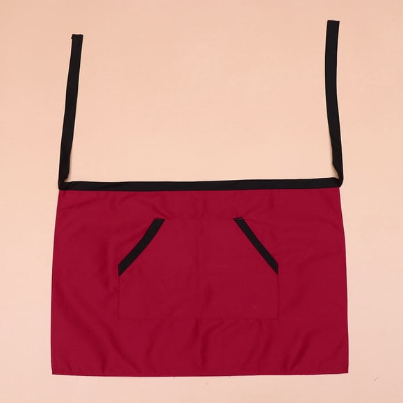 CRAFTHROU Server Short Apron with Pockets Unisex Waist Apron Washable Oil Resistance 1Pcs