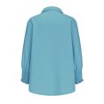 thumbnail image 6 of Inleife Women 2025 Fine Striped Smocked Cuffed Shirts Long Sleeve Collared Blouse With Pocket, 6 of 6