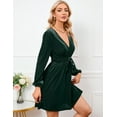 thumbnail image 6 of Women's Christmas Casual Wrap Flared Midi Dresses Wedding GuestTea Dresses A-Line Swing V-Neck Long Sleeve Waistband Dresses, 6 of 8