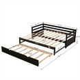 thumbnail image 3 of Extendable Daybed with Trundle, Twin or Double Twin Daybed for Bedroom/Living Room/Apartment, Solid Wood Sofa Bed, Twin to King Design, Espresso, 3 of 7