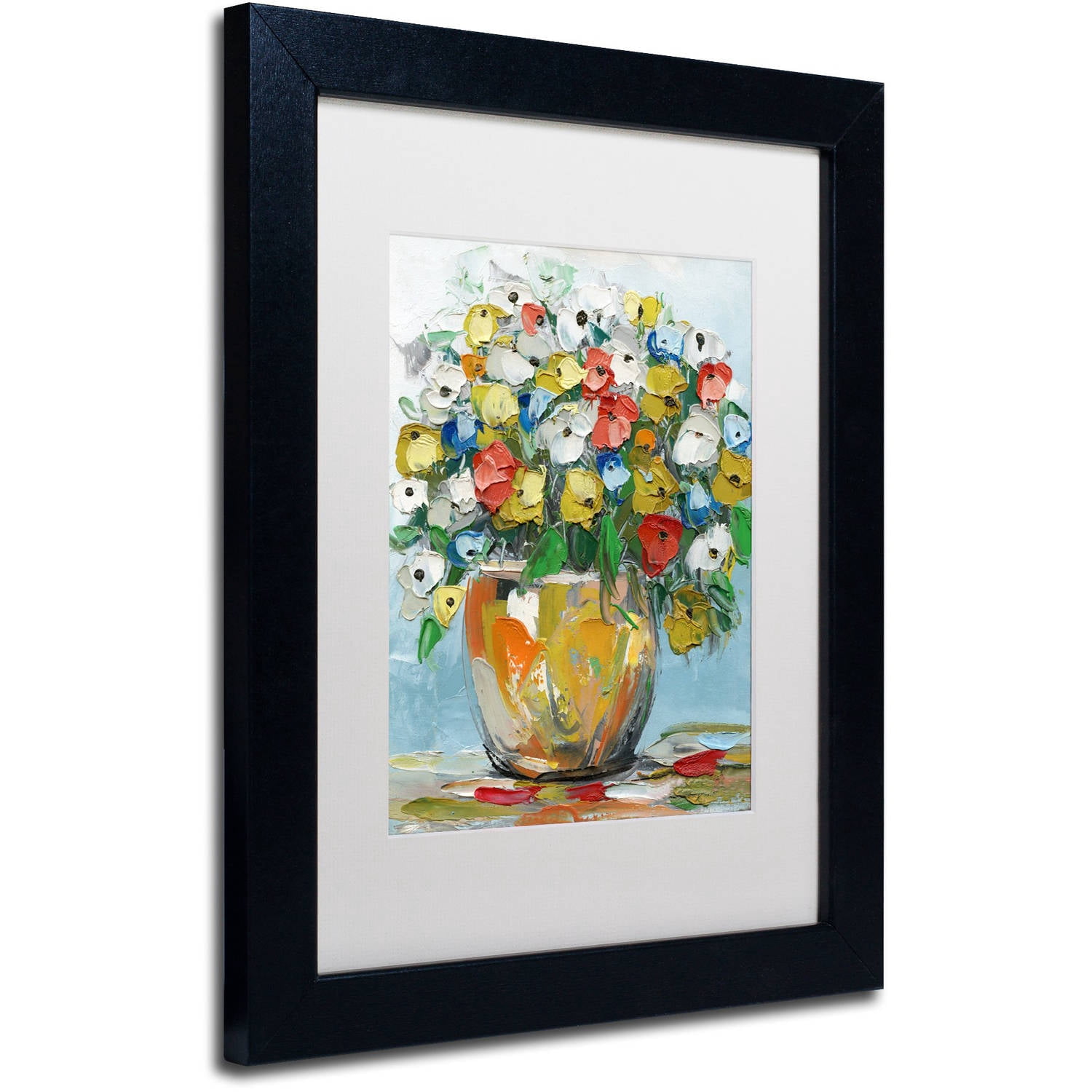 Trademark Fine Art "Spring Flowers in a Vase 3" Canvas Art by Hai Odelia, White Matte, Black Frame