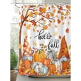 thumbnail image 2 of Orange Gnome Fall Thanksgiving Shower Curtain, Pumpkin Leaf Bathroom Decor Curtains Set with Hooks, White Waterproof Fabric Home Accessories， Stall 48 X 72 Inch, 2 of 6