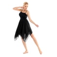 thumbnail image 4 of CHICTRY Womens Lyrical Dance Dress Chiffon Sequins Asymmetric Midi Dress Dancewear, 4 of 7