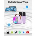 thumbnail image 5 of Karaoke Machine for Kids Adults,Mini Portable Bluetooth Speaker with 2 Wireless Microphone, Karaoke Toys Birthday Gifts for Girls Boys 3-12 Years Old Toddler Toys(Purple), 5 of 7