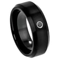 thumbnail image 1 of Custom Personalized Engraving Wedding Band Ring Set for Him & Her - 8mm Black IP Plated Brushed Finish, 1 of 6
