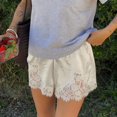 thumbnail image 5 of Women Lace Trim Wide Leg Shorts Satin Silk Boxers Shorts Y2k Micro Mini Pajama Shorts French Knickers Lounge Slip Pj Bottoms, 5 of 8