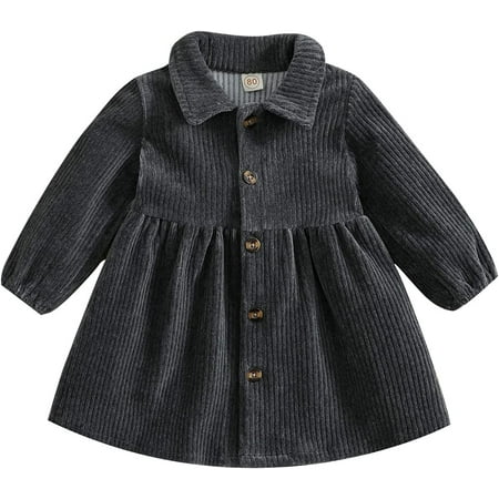 

PIKADINGNIS Toddler Baby Girl Corduroy Dress Coat Plain Long Sleeve Button Down Lapel Jacket Cardigan Warm Fall Winter Outfits