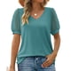 thumbnail image 1 of Camisas de manga corta con cuello en V para mujer, moda de verano, Color puro, blusa informal holgada de manga corta para mujer, verde XL, 1 of 6