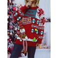 thumbnail image 5 of Suéteres de punto navideños de colores para mujer, botones, muñeco de nieve, jersey de manga larga, suéter de punto, ropa navideña de tendencia femenina, 5 of 5