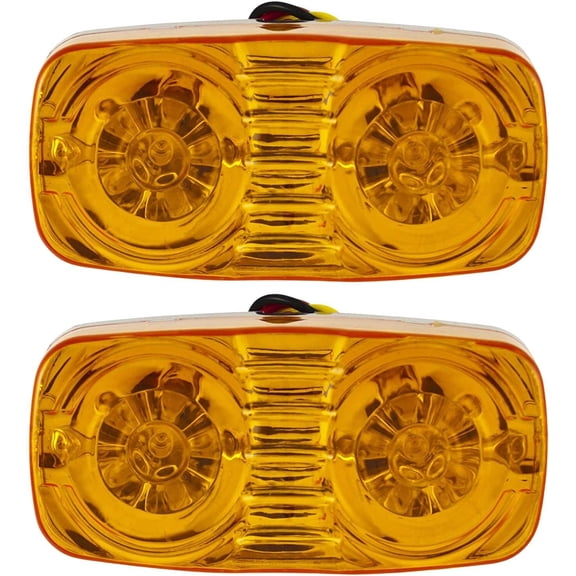 Trailer Clearance Marker 12 LED Light Double Bullseye Chrome Base 12V 2x Amber