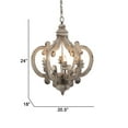 thumbnail image 5 of Aki 21 Inch 6 Light Chandelier, Carved Wood Frame, Classic, Vintage, White- Saltoro Sherpi, 5 of 5