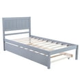 thumbnail image 5 of Solid Wood Trundle Bed, SYNGAR Platform Bed Frame with Headboard, Twin Size Daybed with Pop Up Trundle, Bunk Bed Alternative, No Box Spring Needed, for Teens Guests Sleepovers, K4053, 5 of 9