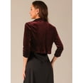 thumbnail image 3 of DARING DIVA Velvet Shrug Open Front Bolero Cropped Cardigan Top XS Burgundy, 3 of 6