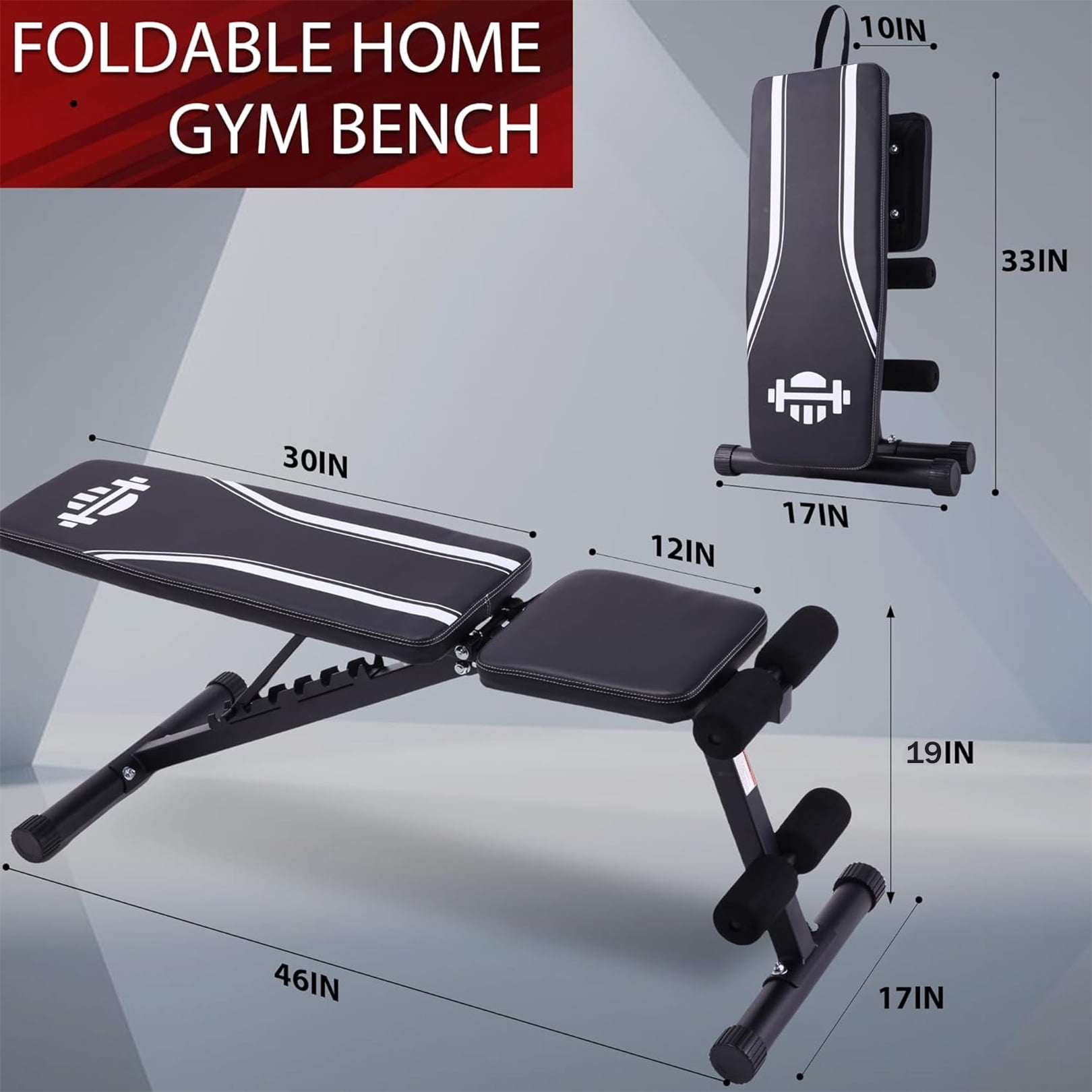 VIBESPARK 660LBS Foldable Weight Bench for Home Gym, Workout Bench Press with Fast 8 Adjustable Backrests, Incline/Flat/Decline Olympic Bench for Full Body Strength Training