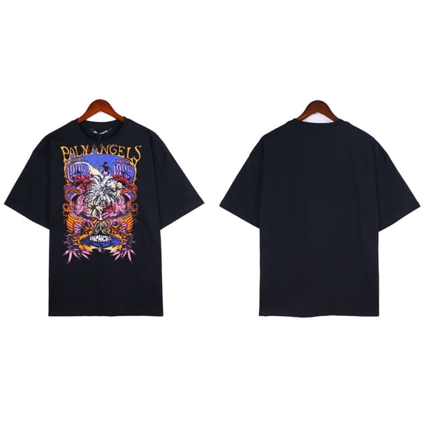 2023 Nuevo producto Recomendación PA Jungle Skull Bear Print Manga corta High Street suelta casual europea y americana camiseta veranoNegro