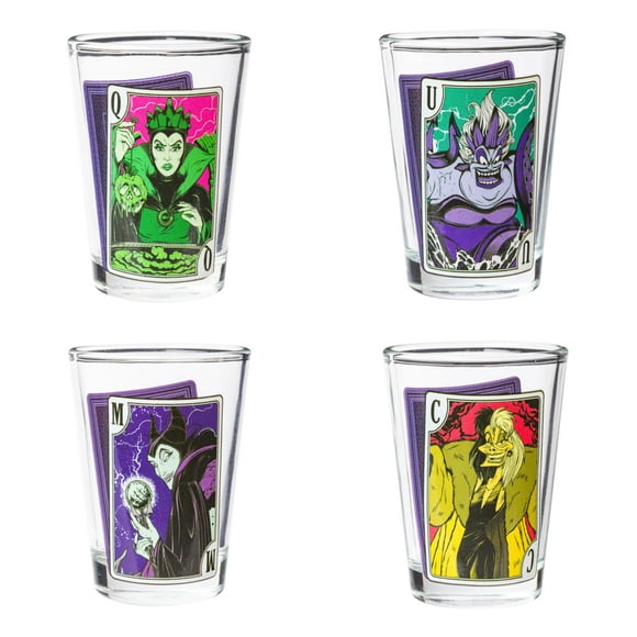 Set de minigafas Silver Buffalo Disney Villains, paquete de 4