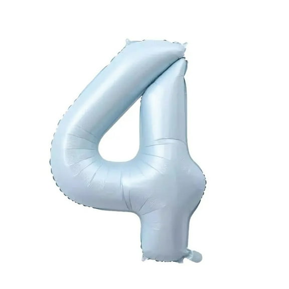 Number Four Balloon Pastel Blue Sky Blue Light Blue 32" Large Party Balloon Decoration