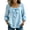 Light Blue, variant on Women's Cotton Linen Square Neck Bow Knot Decor 3/4 Puff Sleeve Top, Elegant Color Loose Casual Blouse for Spring Summer Daily Outfits, Soft and Breathable Light Blue L