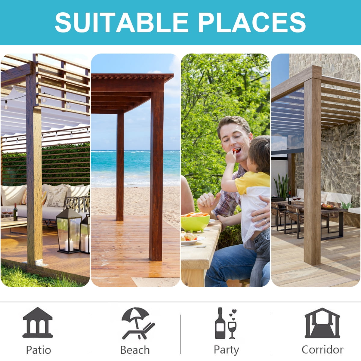 JIAN YA NA Outdoor Curtains for Patio - Blackout Waterproof Outside Curtains for Porch Pavilion Gazebo (2 Panel, 52 inx84in ,Dark Brown)