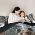 thumbnail image 4 of Castle Fairy Snow Wildlife Bear King Size Comforter Sets 3pcs,Frost Pine Forest Comforters King Size,Brown White Gray,Black Reversible,1 Comforter and 2 Pillowcases, 4 of 6