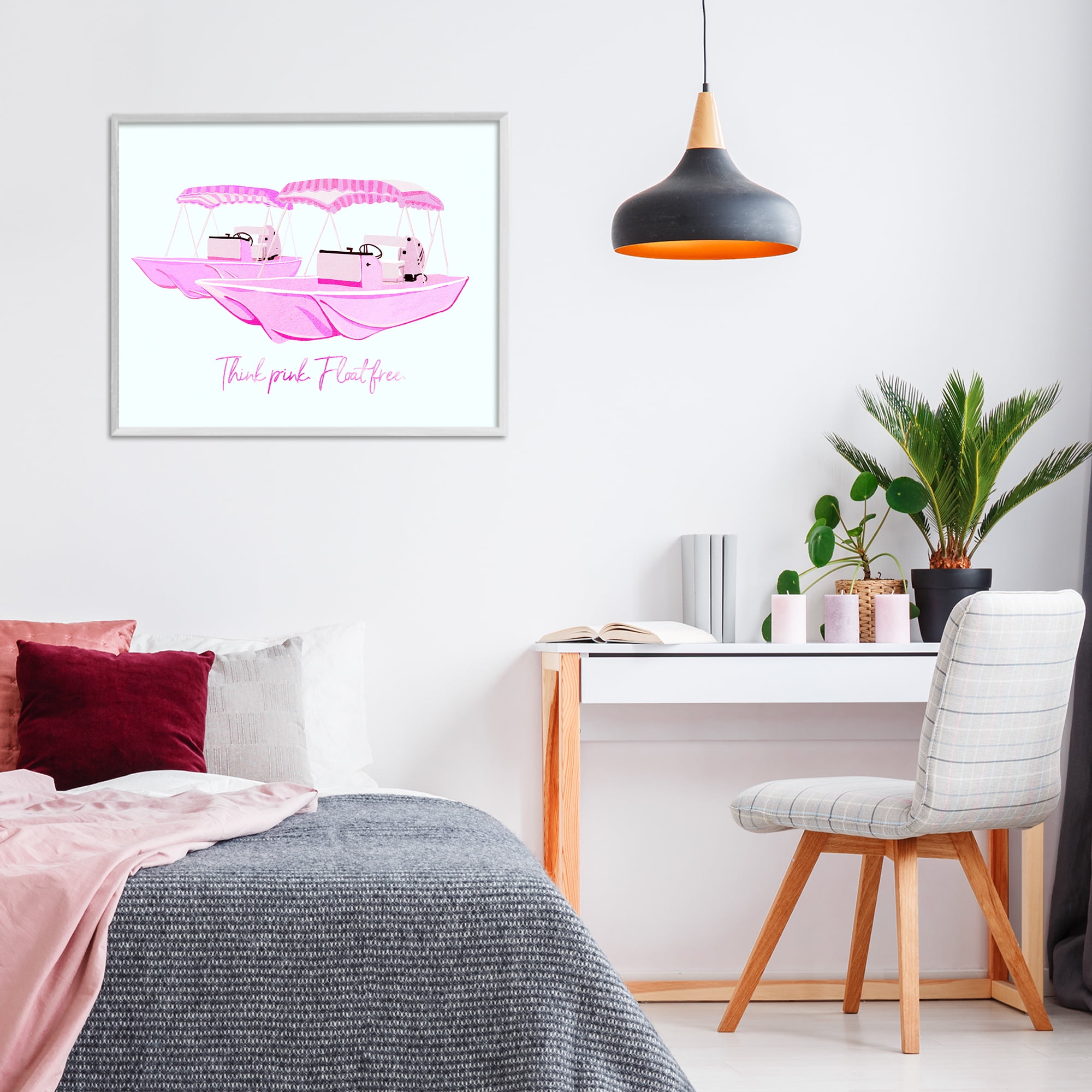Think Pink Float Free Boats White Framed Giclee Art, design by Ziwei Li