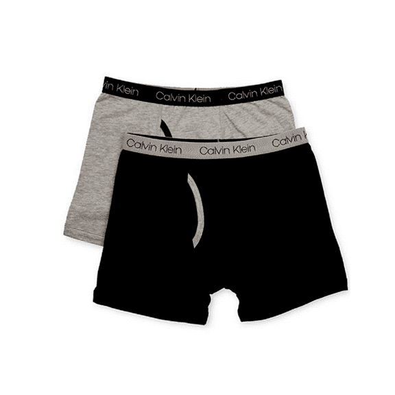 Calvin Klein Boys' Cotton Boxer Briefs 2pk, Black and Grey, M (8-10)