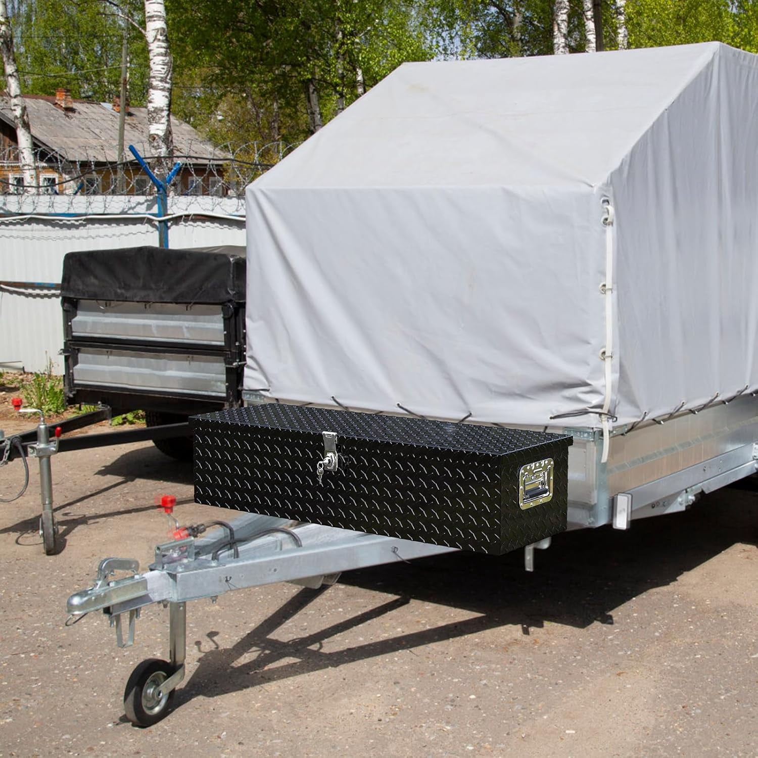 Ktaxon 39" Truck Bed Tool Box, Aluminum Tool Storage Organizer Chest, Diamond Plate Trailer Tool Box
