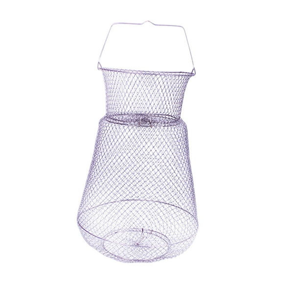 Red de pesca plegable con cesta de alambre de metal para pesca, red de aterrizaje, práctica y protectora. 25cmx44cm