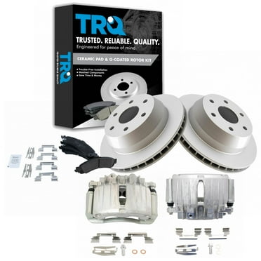 TRQ Rear Ceramic Pads G-Coated Rotors & Calipers Kit Fits Select GM Truck New