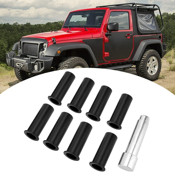 Tebru Door Hinge Bushings Kit,8pcs Door Hinge Pin Liners Bushings Kit Fit  For Jeep Wrangler JKU 07-18 2 Door 