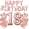 thumbnail image 2 of 1 juego de globos decorativos para fiesta de cumpleaños de adultos, globos de aluminio con números de oro rosa, suministros para fiestas de cumpleaños de adultos de 18, 21, 30, 40, 50 y 60 años, 2 of 4