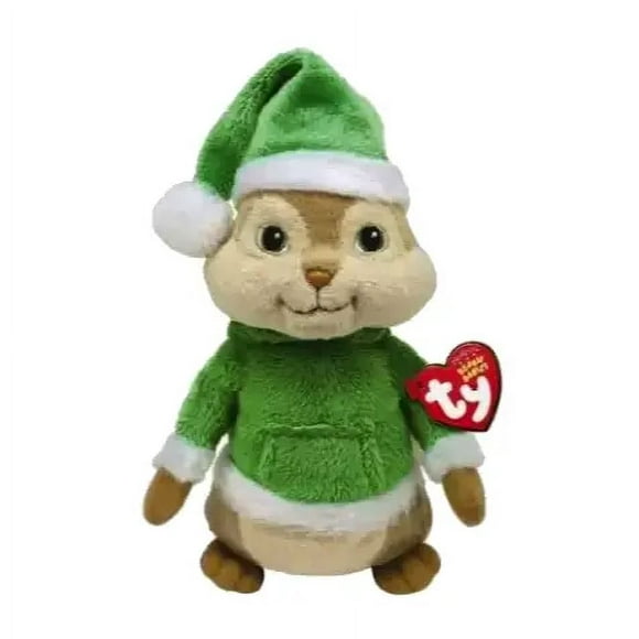 TY Beanie Baby - THEODORE with Christmas Hat 6" Plush (Alvin & the Chipmunks) (FREE TY CARD RANDOM)