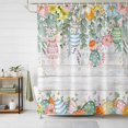 thumbnail image 3 of Rabbit Eggs Floral Easter Shower Curtain Set with Hooks, Spring Flowers Leaves Waterproof Fabric Bathroom Curtains Decor Home Accessories, Stall Long 54 X 78 Inch, 3 of 9