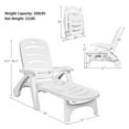 thumbnail image 2 of Costway 2 PCS Folding Chaise Lounge Chair 5-Position Adjustable Recliner White, 2 of 12