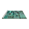 thumbnail image 2 of Ahgly Company Machine Washable Indoor Square Patchwork Turquoise Blue Transitional Area Rugs, 4' Square, 2 of 4