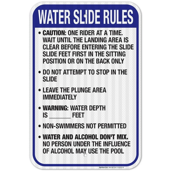Oregon Water Slide Rules Sign, Complies With State Of Oregon Pool Safety Code, 12x18 Reflective Aluminum EGP