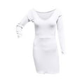 thumbnail image 4 of Fartey Women's Off-Shoulder Bodycon Dress Slim Fit Long Sleeve Ribbed Mini Dresses Soft Comfy Beach Vacation Party Cocktail Dresses White S-2XL, 4 of 5