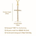 thumbnail image 3 of Tilo Jewelry 14K Yellow Gold Dainty Pave Thin Cross Christian Pendant Necklace with Cubic Zirconia CZ Stones for Women & Unisex | 18 Inch Cable Chain, 3 of 9