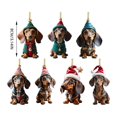 thumbnail image 3 of Adornos navideños con diseño de perro salchicha de dibujos animados, divertidos adornos colgantes para árbol de Navidad, suministros para fiestas y hogar., 3 of 5