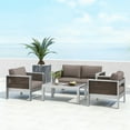 thumbnail image 2 of Costway 4 PCS Aluminum Patio Furniture Set with Thick Cushions & Tempered Glass Tabletop, 2 of 10