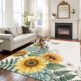 thumbnail image 2 of 8'x10' Area Rugs, Spring Sunflower Indoor Outdoor Area Rug for Living Room Bedroom, Garden Botanical Leaves Butterflies Washable Bathroom Rugs Kitchen Floor Carpet Mats Home Decor Aesthetic, 2 of 8