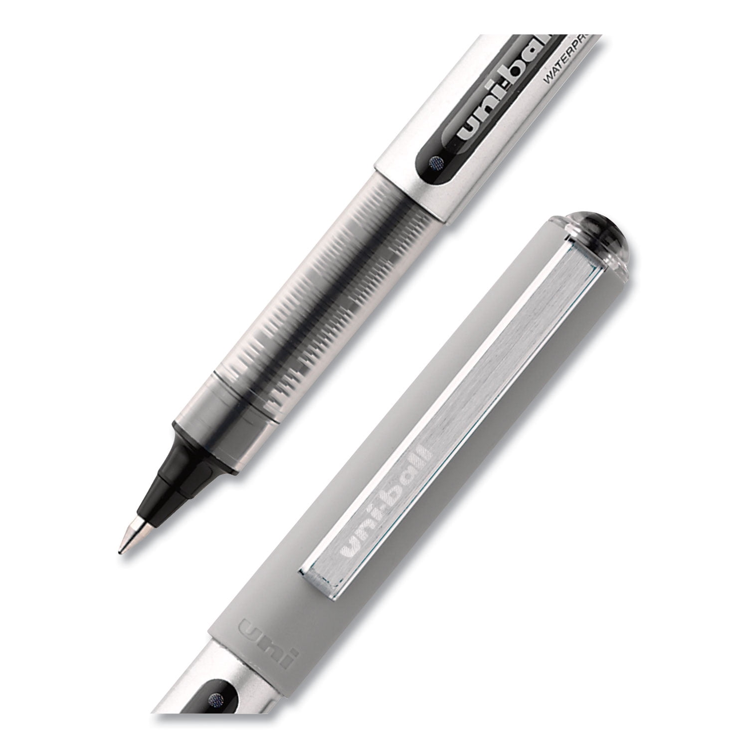 VISION Roller Ball Pen, Stick, Fine 0.7 mm, Black Ink, Silver/Black/Clear Barrel, 36/Pack | Bundle of 2 Packs